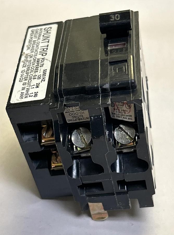 Used SQUARE D,QOB2301021,CIRCUIT BREAKER 30A 240V 2P