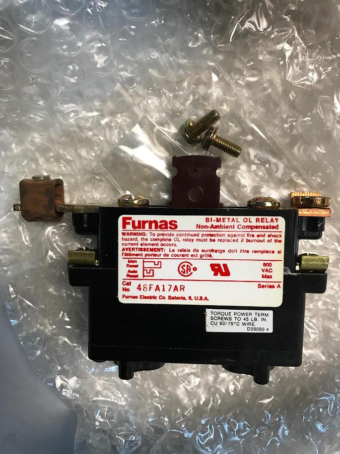 Furnas,48FA17AR,Thermal Over load Relay Series A lot of 3