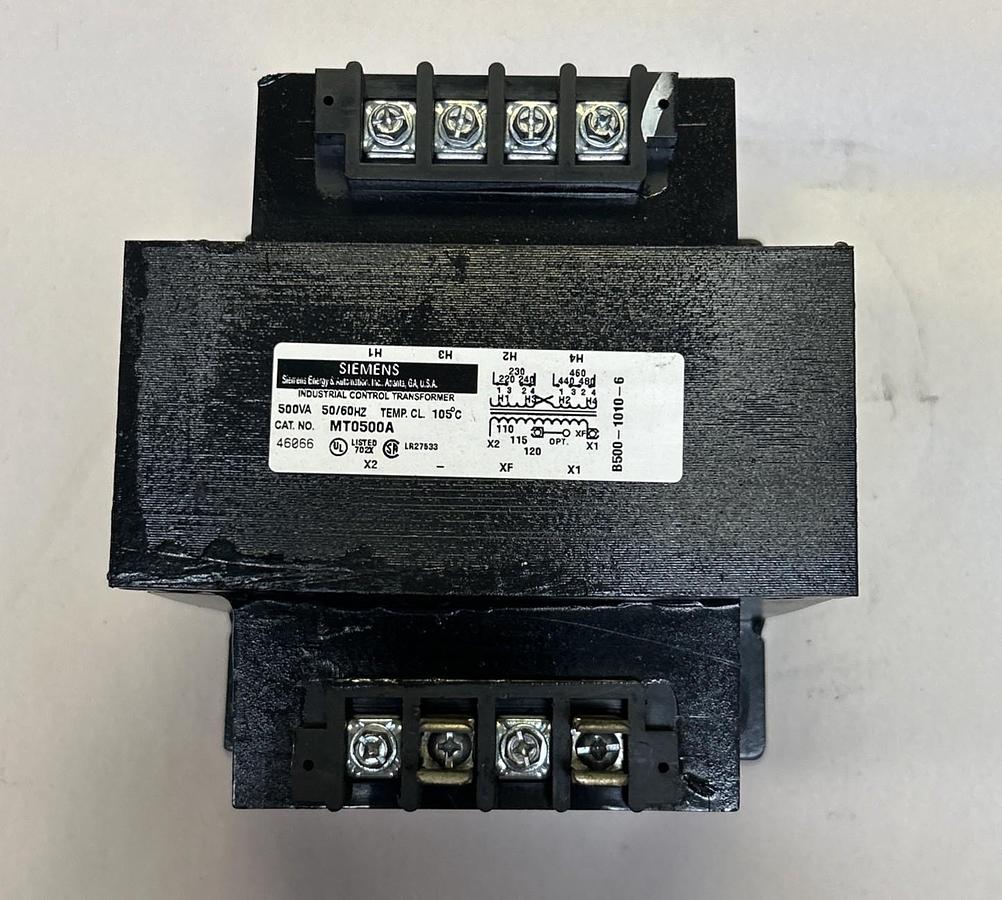 Used SIEMENS,MT0500A,INDUSTRIAL CONTROL TRANSFORMER 500VA 240/480-120V