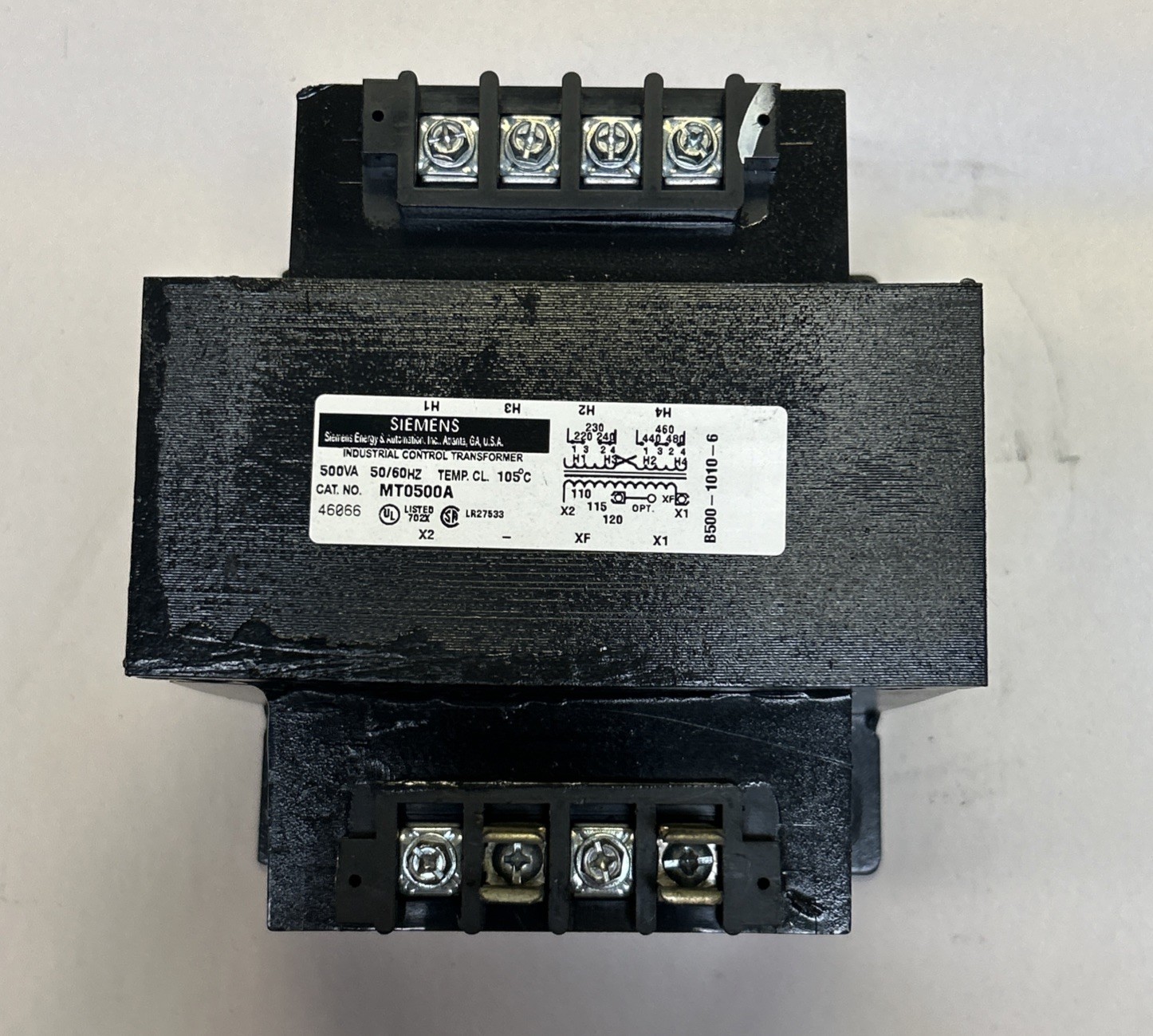 Used SIEMENS,MT0500A,INDUSTRIAL CONTROL TRANSFORMER 500VA 240/480-120V