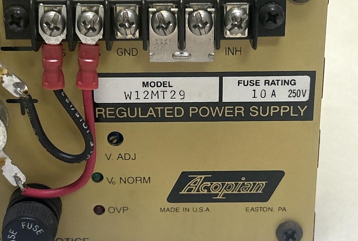 Used ACOPIAN,W12MT29,REGULATED POWER SUPPLY 10A 250V