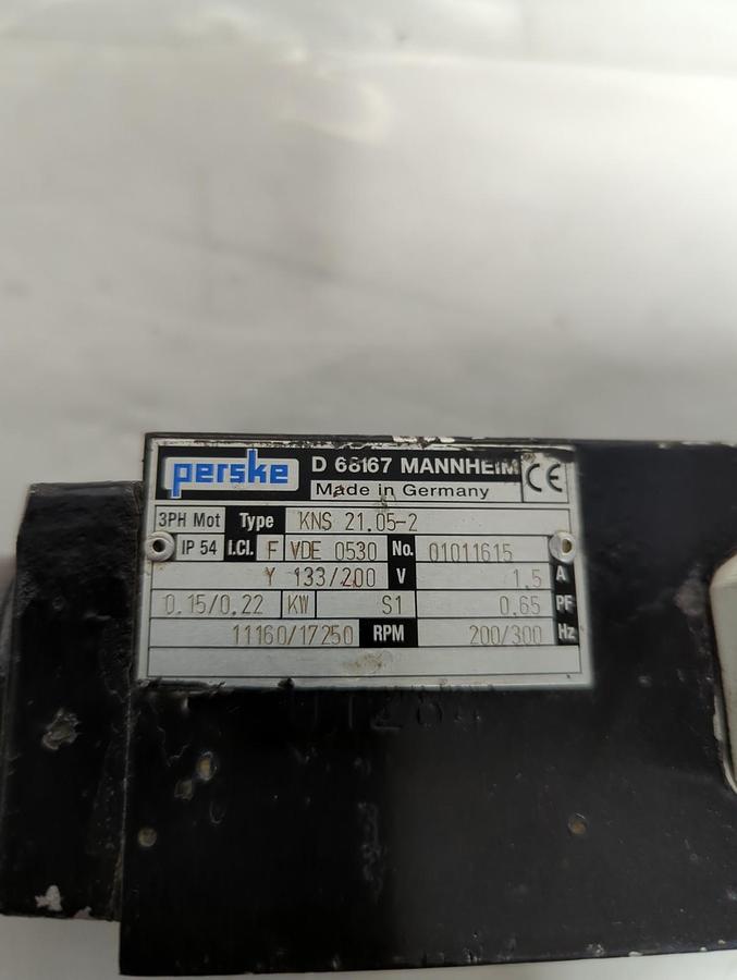 Used PERSKE,KNS 21-05-2,SPINDLE MOTOR D 68167 MANNHEIM 11160/17250 RPM PRE-OWNED