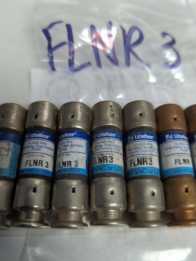 Used LITTELFUSE,FLNR3,TIME-DELAY 3 AMP FUSE LOT OF 10 PRE-OWNED
