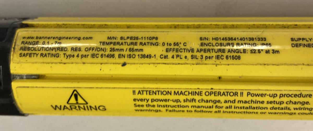 Used Banner,SLPR25-1110P8,Receiver SLPE25-1110P8 Emitter