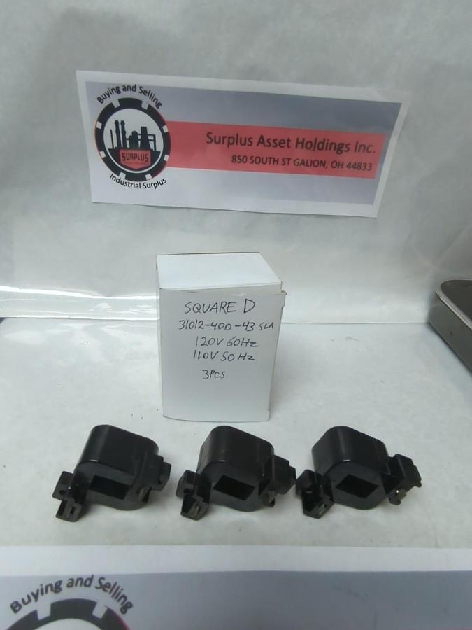 Used SQUARE D,31012-400-43 SLA,COIL 120V 60HZ 110V 50HZ LOT OF 3 PRE-OWNED