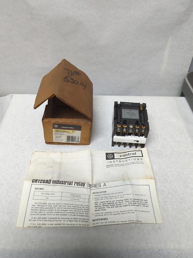 GENERAL ELECTRIC,CR120AD04048AA,CONTACT 10 AMP 300V COIL 24VDC NOS