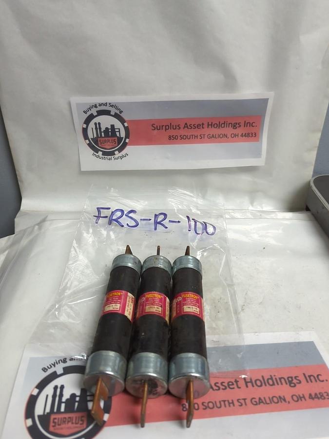 Used COOPER BUSSMANN,FRS-R-100,FUSETRON 100 AMP FUSE LOT OF 3 PRE-OWNED