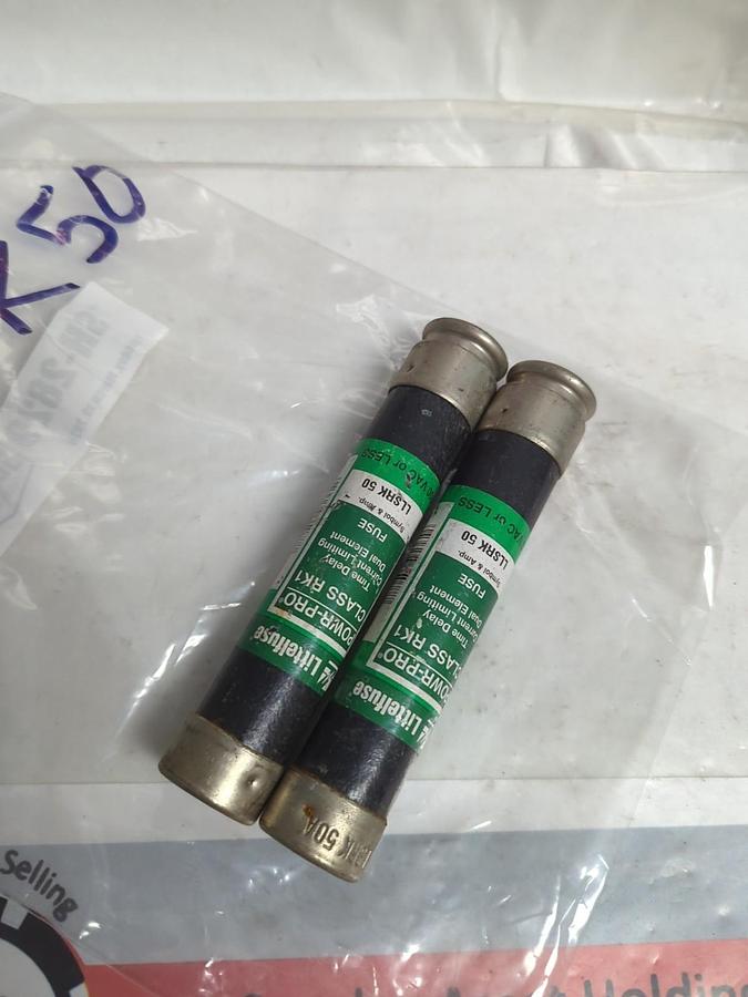 Used LITTELFUSE,LLSRK50,50 AMP FUSE LOT OF 2 PRE-OWNED