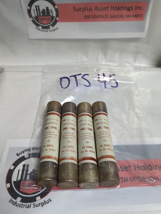 Used GOULD SHAWMUT,OTS45,ONE-TIME 45 AMP FUSE LOT OF 4 PRE-OWNED