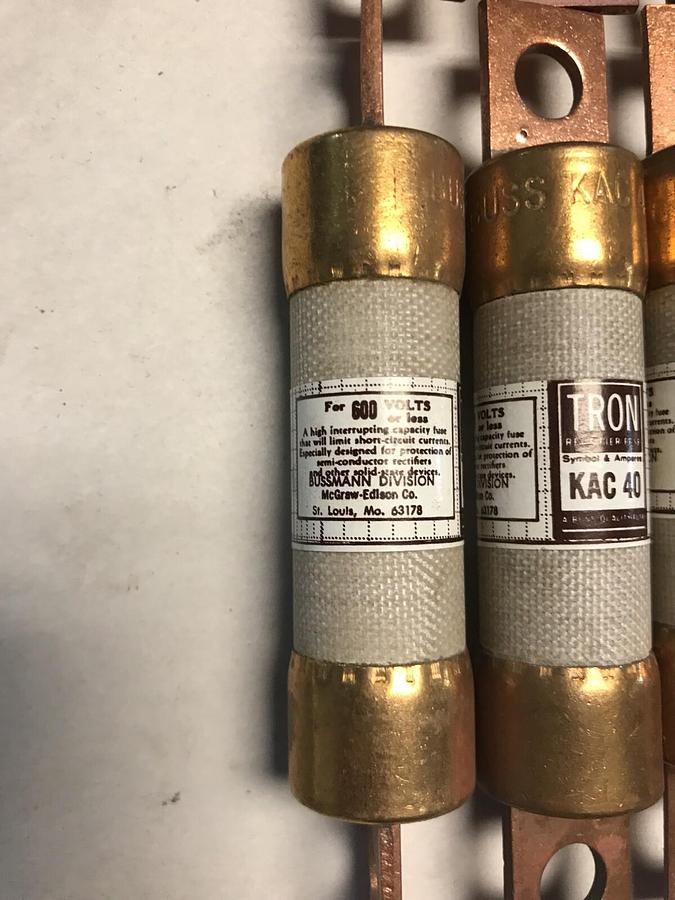 Bussmann,KAC 40,Tron Fuse 40AMP 600V Lot of 9 NOS