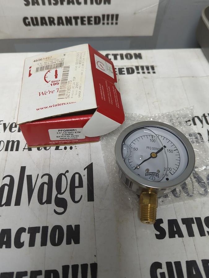WINTERS,PFQ806R1,GAUGE 2-1/2 INCH FACE SS CASE 0-200 PSI  1/4 INCH NPT NOS