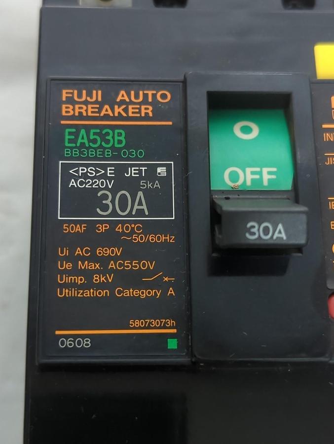 Used FUJI,BB3BEB-030,EA53B CIRCUIT BREAKER 30 AMP PRE-OWNED