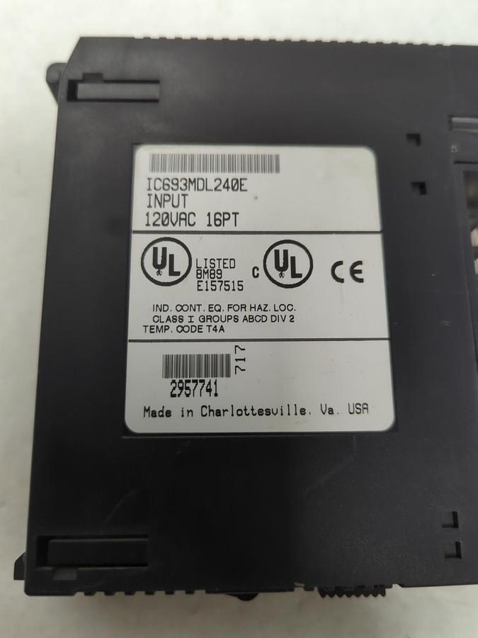 Used GE FANUC,IC693MDL240E,INPUT MODULE 120VAC 16PT PRE-OWNED