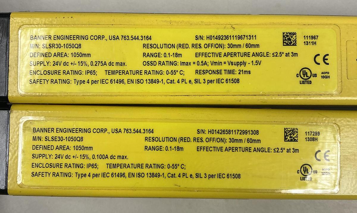 Used Banner,SLSR30-1050Q8 / SLSE30-1050Q8,Light Curtain Receiver