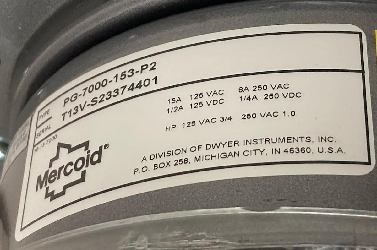 Dwyer Mercoid,PG-7000-153-P2,Pressure Switch