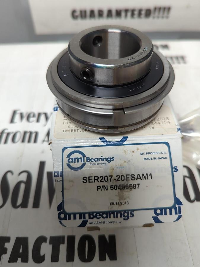 AMI BEARING,SER207-20FSAM1,INSERT BEARING SET SCREW COLLAR W/ SNAP RING 1-1/4 IN