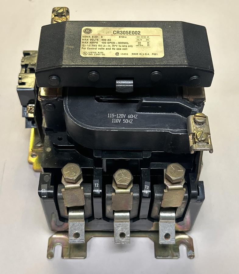 Used GENERAL ELECTRIC,CR305E002,SIZE 3 CONTACTOR 100A 600V