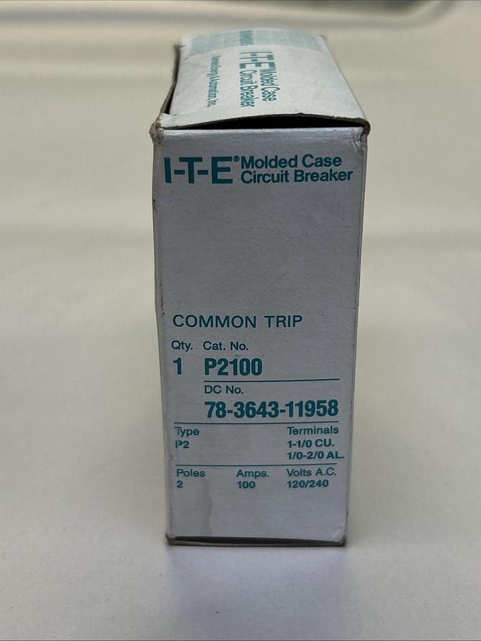 ITE,P2100,PUSHMATIC CIRCUIT BREAKER 100A 120/240V 2P NOS