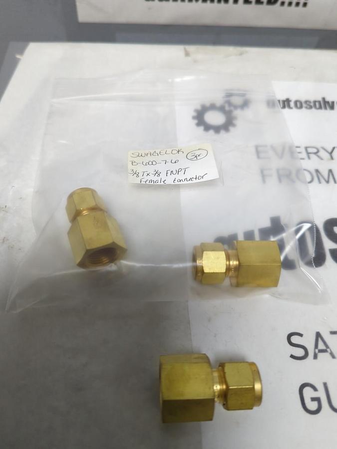 SWAGELOK,B-600-7-6,3/8TX3/8FNPT FEMALE CONNECTOR LOT OF 3 NOS