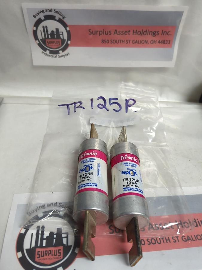 FERRAZ SHAWMUT,TR125R,SMART-SPOT FUSE 125 AMP LOT OF 2 NOS