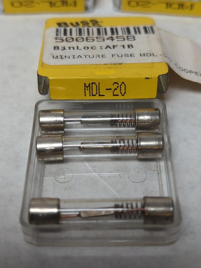 COOPER BUSSMANN,MDL-20,GLASS FUSES LOT OF 13 NOS