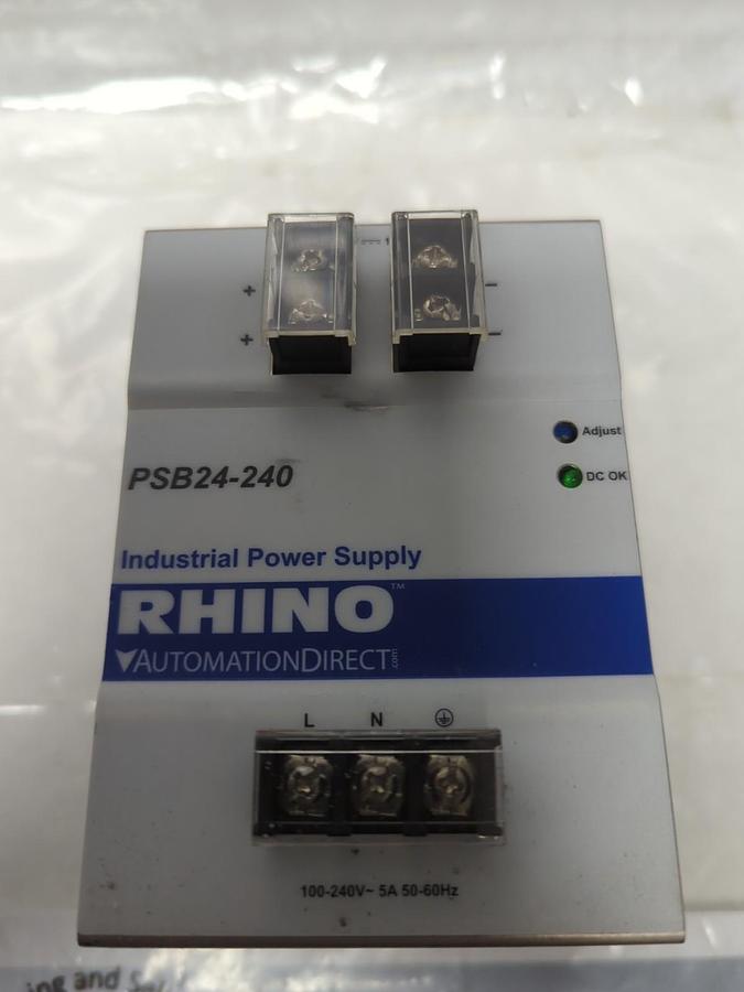 RHINO,PSB24-240,INDUSTRIAL POWER SUPPLY 100-240V-5A INPUT 24V-10A OUTPUT NOS