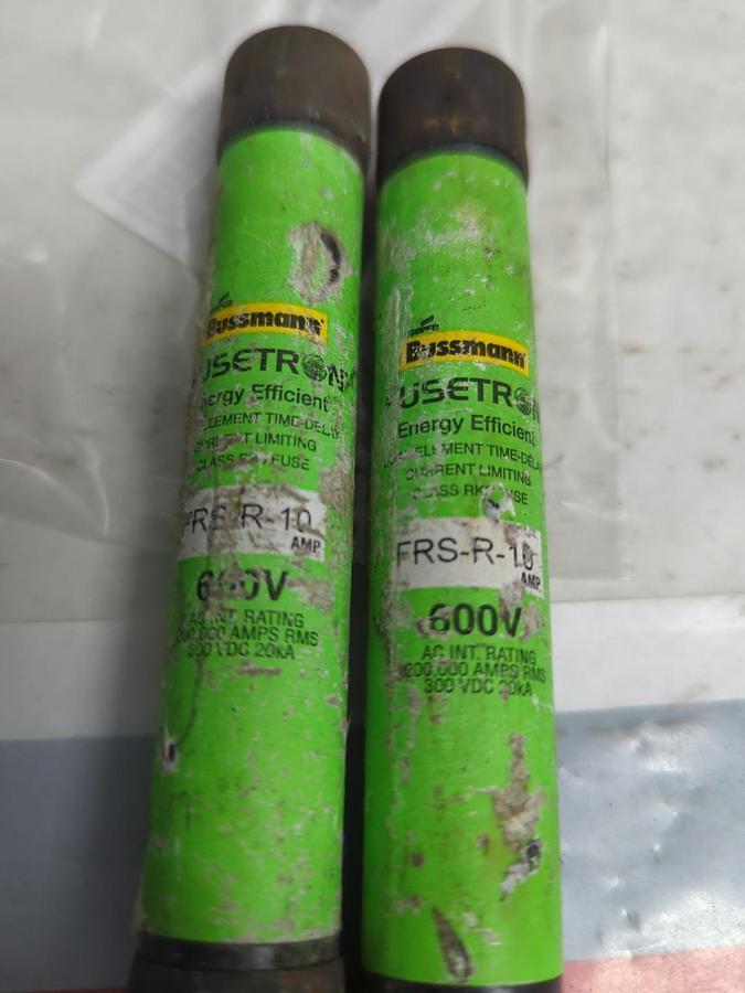 Used COOPER BUSSMANN,FRS-R-10,FUSETRON 10AMP FUSE LOT OF 2 PRE-OWNED
