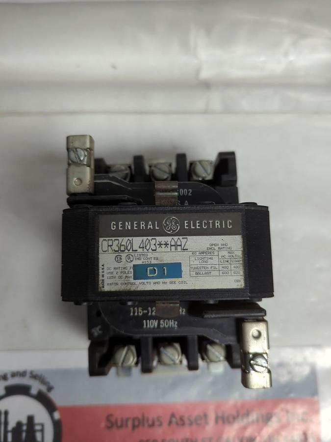 Used GE,CR360L403**AAZ,LIGHTING CONTACTOR 3-POLE 60 AMP PRE-OWNED