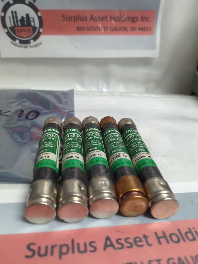 Used LITTELFUSE,LLSRK10,POWR-GARD FUSE 10 AMP LOT OF 5 PRE-OWNED