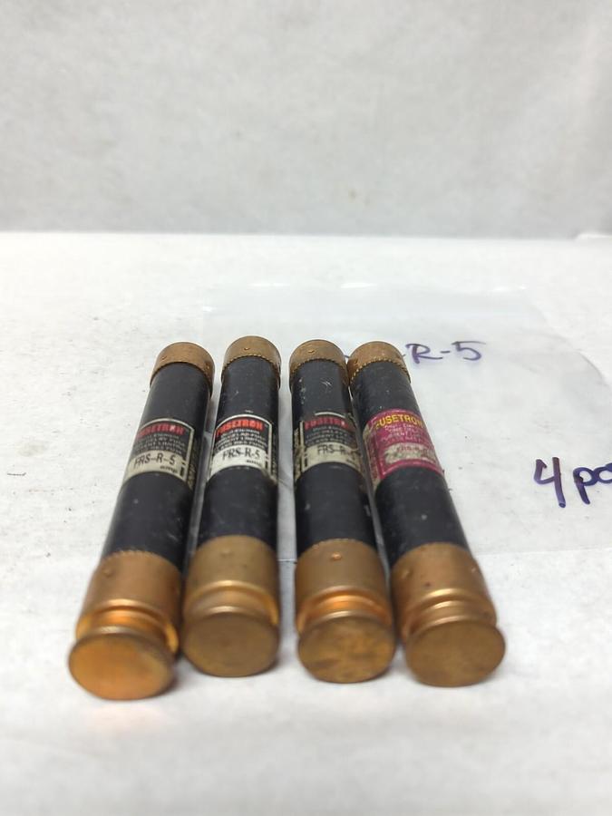 Used COOPER BUSSMANN,FRS-R-5,FUSETRON 5 AMP FUSE LOT OF 4 PRE-OWNED