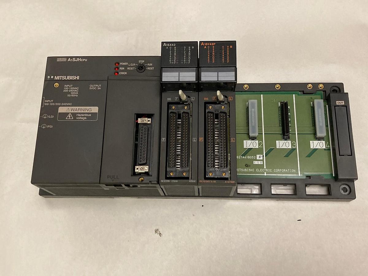 Used Mitsubishi,A1SJHCPU,Rack with A1SX42 & A1SY41 Modules