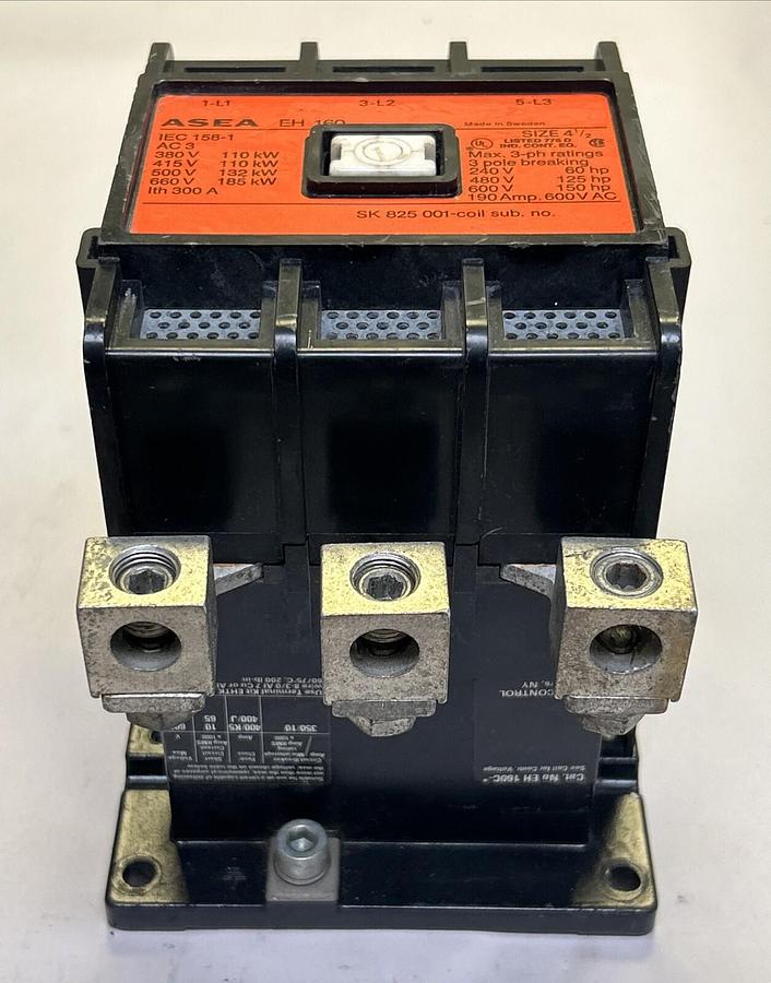Used ABB,EH160,CONTACTOR SIZE 4-1/2 190A 600V