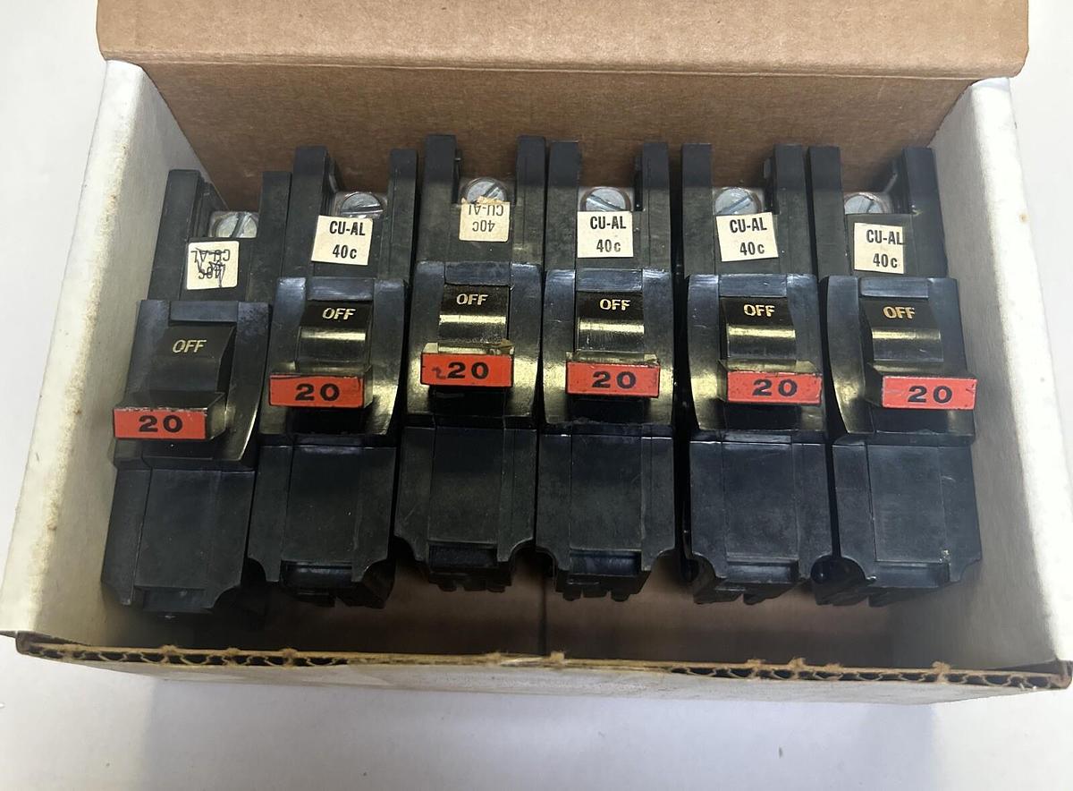 Used FPE,NA120,CIRCUIT BREAKER 20A 120/240V 1P LOT OF 6