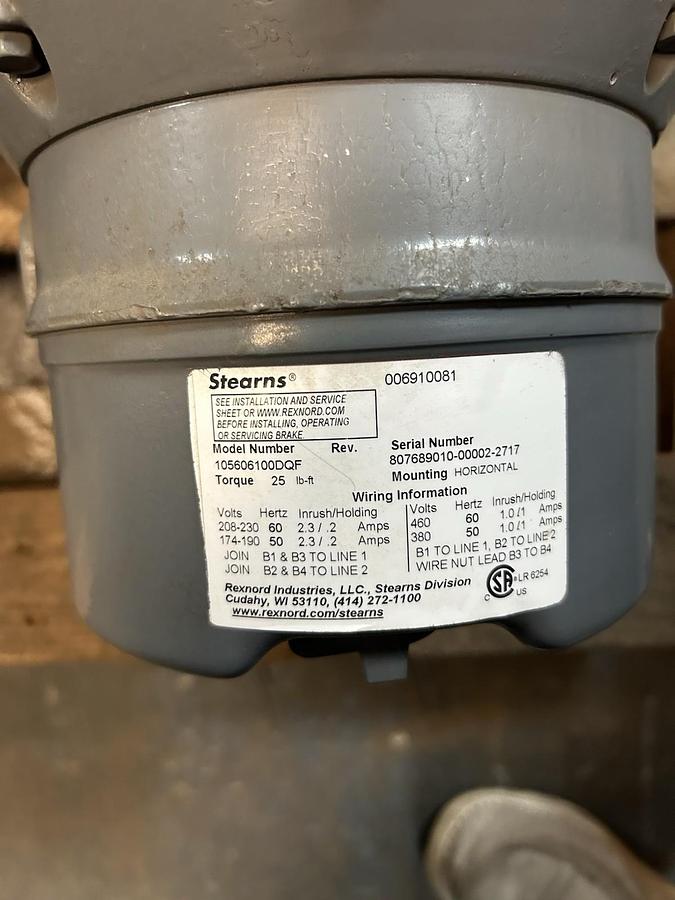 Used BALDOR,BM3707,BRAKE MOTOR 5HP 208-230/460V 1745RPM 215 FRAME 105606100DQF BRAKE