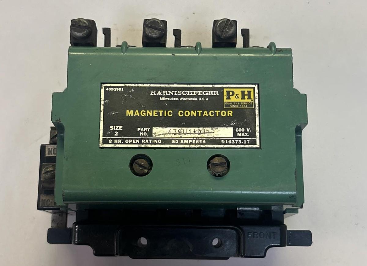 Used P&H,479U11D1,MAGNETIC CONTACTOR SIZE 2 50AMP 600V