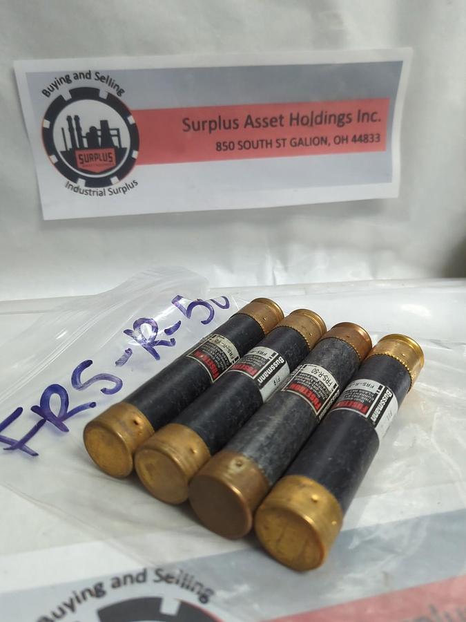 Used COOPER BUSSMANN,FRS-R-50,FUSETRON FUSE 50 AMP LOT OF 4 PRE-OWNED