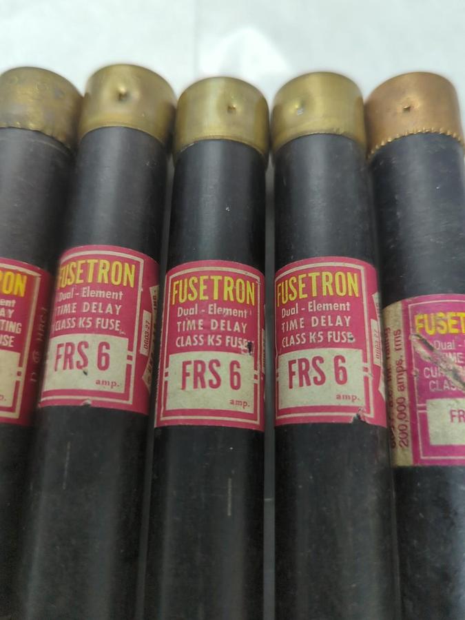 Used COOPER BUSSMANN,FRS-6,LIMITRON 6 AMP FUSE LOT OF 5 PRE-OWNED