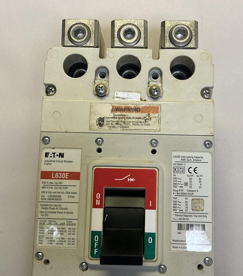 Used EATON,LGE3630NN,CIRCUIT BREAKER 600A 600V 3P