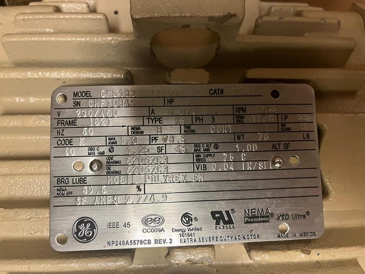 GE,5KS1825AA205D1,KS MOTOR 3HP 1765RPM 3PH 182T