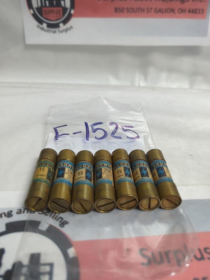 ECONOMY,F-1525,RENEWABLE FUSE 15 AMP LOT OF 7 PRE-OWNED