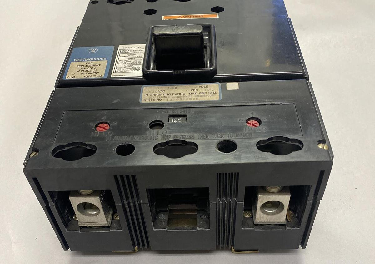 WESTINGHOUSE,RJ2125,CIRCUIT BREAKER 125A 600V 2P NOS