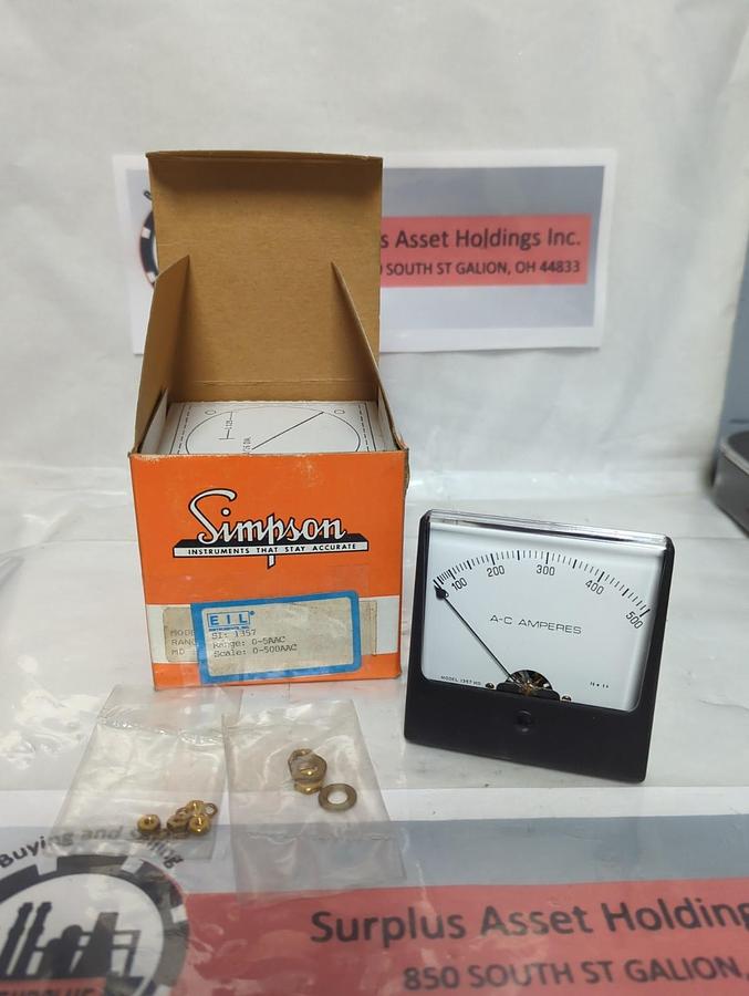 SIMPSON,1357,PANEL METER 0-500 AC AMPERES NOS