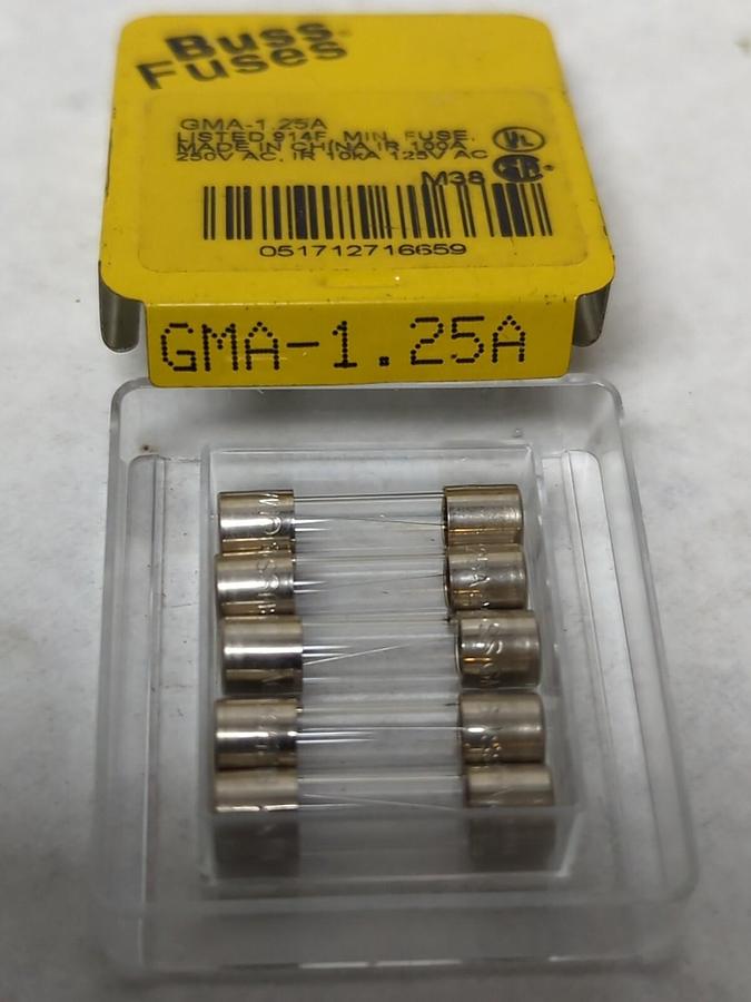 COOPER BUSSMANN,GMA-1.25A,GLASS FUSES PACK OF 5 NOS