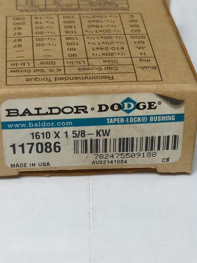 DODGE,117086 1610X1-5/8-KW,TAPER- LOCK BUSHING NOS