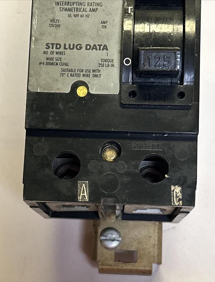 Used SQUARE D,Q221125AC,I-LINE CIRCUIT BREAKER 125A 120/240V 2P