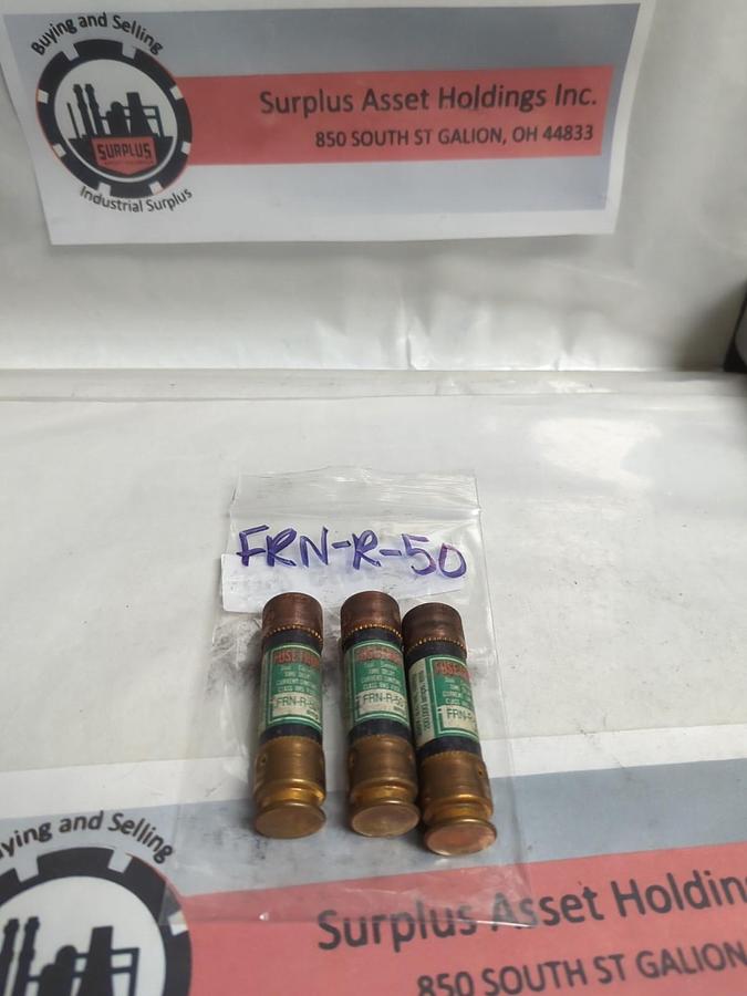 Used COOPER BUSSMANN,FRN-R-50,FUSETRON FUSE 50 AMP LOT OF 3 PRE-OWNED