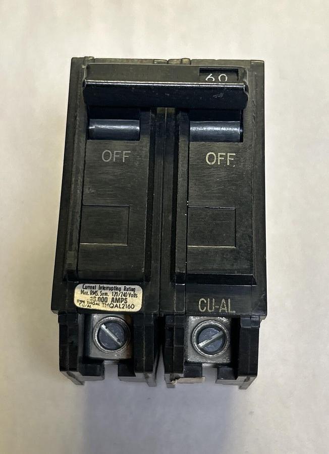 Used GENERAL ELECTRIC,THQAL2160,CIRCUIT BREAKER 60A 120/240V 2P