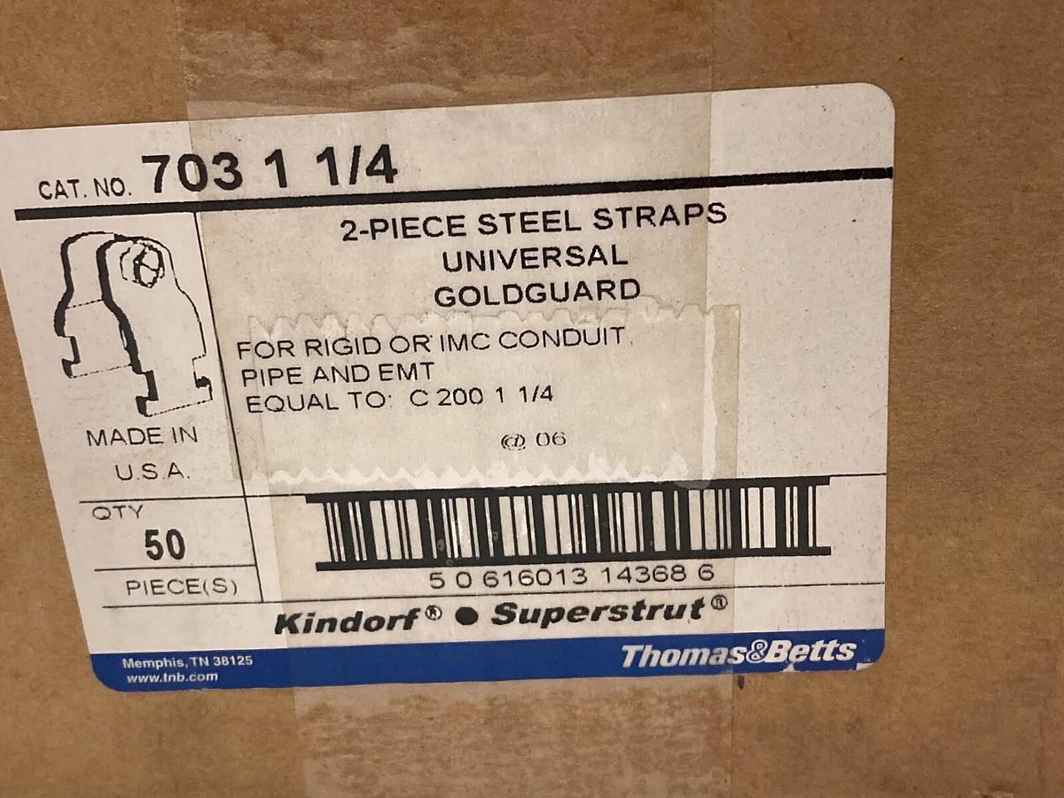 Used Thomas & Betts Superstrut,703 1 1/4,Universal Pipe Clamp 1-1/4 Inch Box of 50