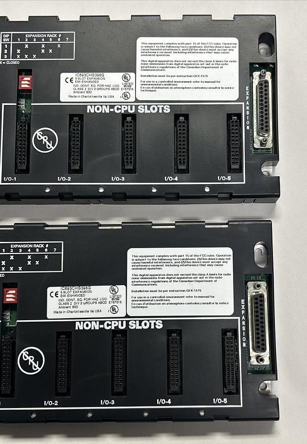 Used GE FANUC,IC693CHS398,5 SLOT EXPANSION BASE PLATE LOT OF 2