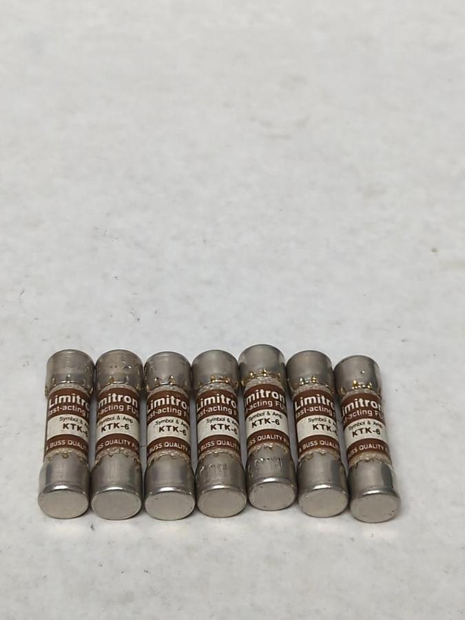 COOPER BUSSMANN,KTK-6,LIMITRON 6 AMP FUSE LOT 0F 7 NOS